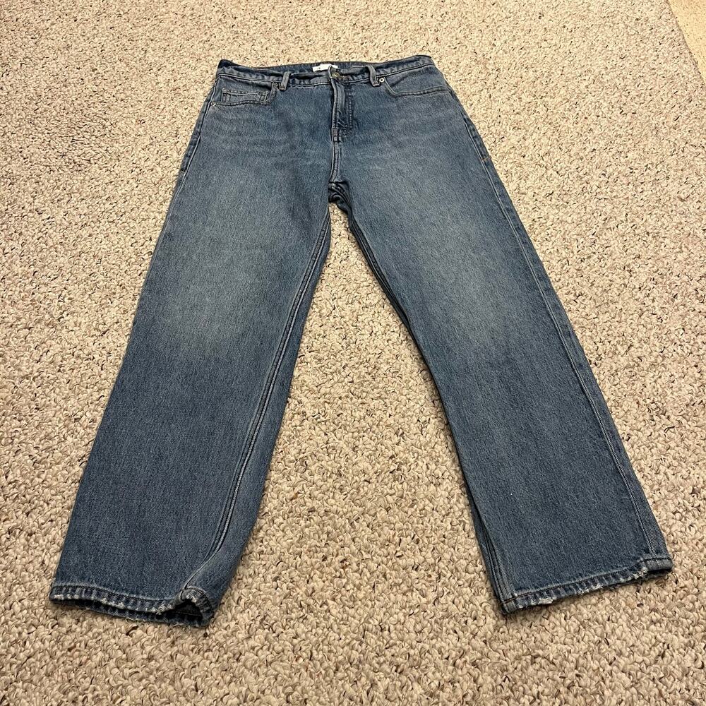 Good American Good Standard Straight Mid Rise Relaxed 2 Waist 26 Denim Normcore